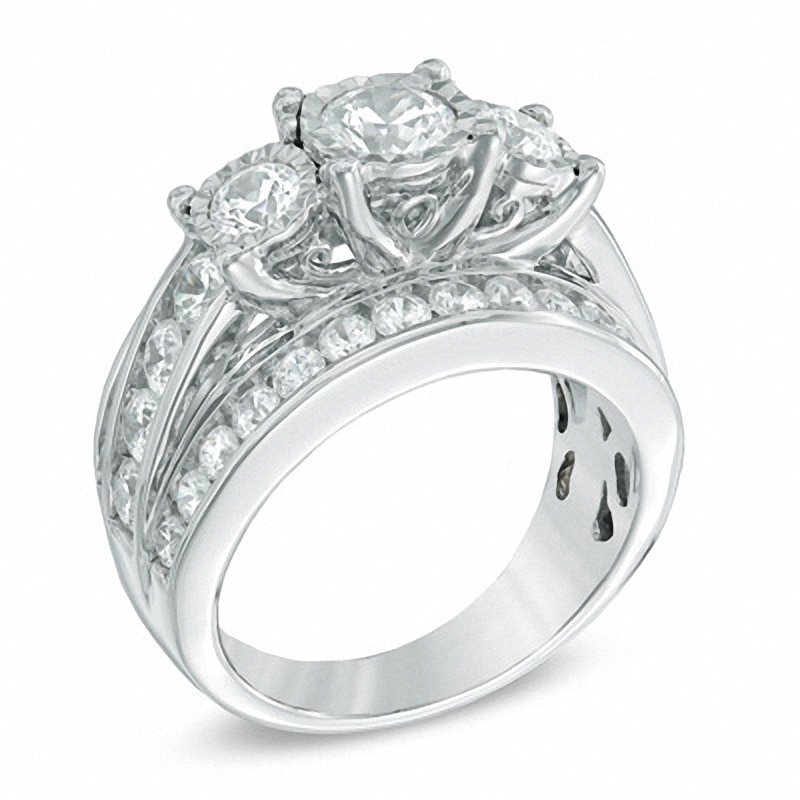 Main Image 2 of Previously Owned - 3 CT. T.W. Diamond Past Present Future® Ring in 14K White Gold