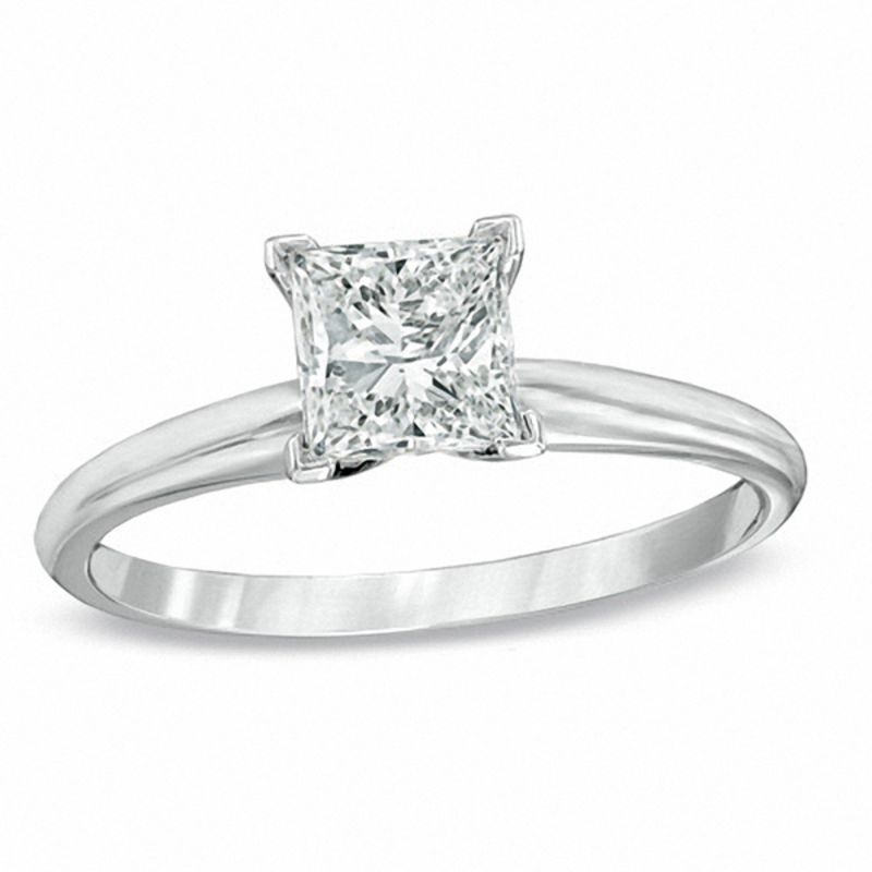 Main Image 1 of Previously Owned - 1 CT. Princess-Cut Diamond Solitaire Engagement Ring in 14K White Gold