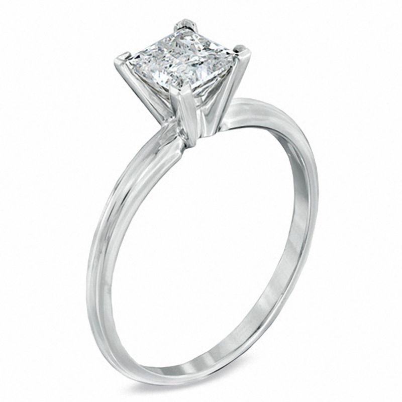 Main Image 2 of Previously Owned - 1 CT. Princess-Cut Diamond Solitaire Engagement Ring in 14K White Gold