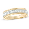 Thumbnail Image 1 of Previously Owned - Men's 1/4 CT. T.W. Diamond Milgrain Anniversary Band in 14K Two-Tone Gold