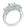 Thumbnail Image 2 of Previously Owned - 1 CT. T.W. Quad Diamond Frame Three Stone Engagement Ring in 10K White Gold