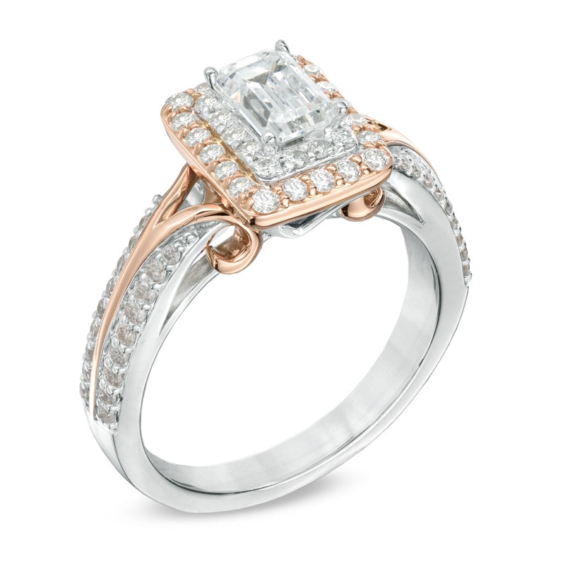 Previously Owned - Vera Wang Love Collection 1 CT. T.W. Emerald-Cut Diamond Engagement Ring in 14K Two-Tone Gold