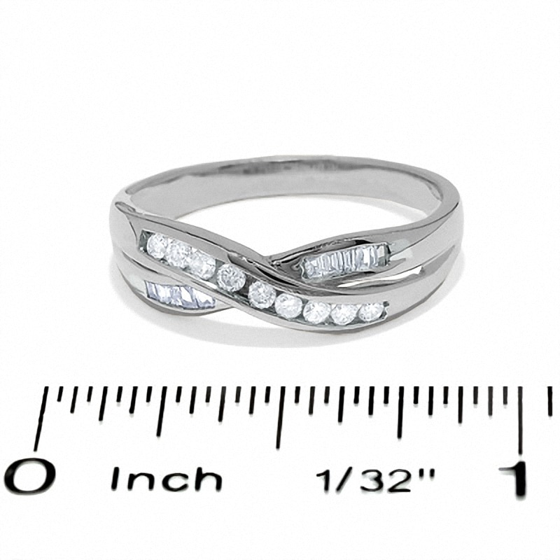 Previously Owned - 1/4 CT. T.W. Diamond Crossover Band in 14K White Gold