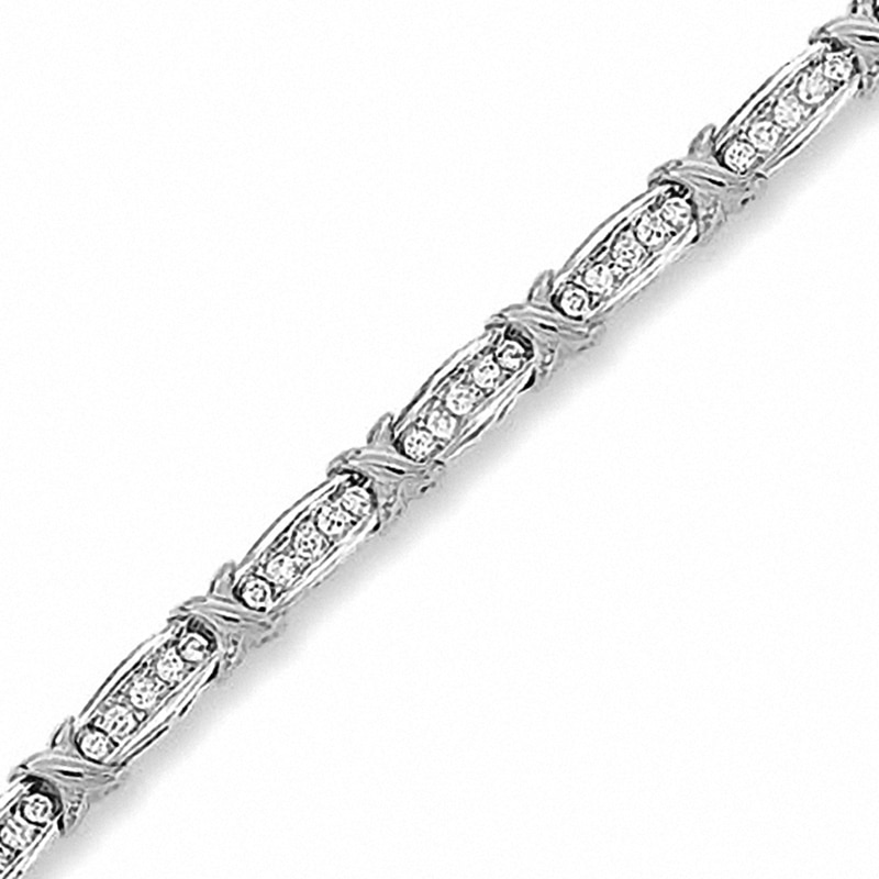 Main Image 1 of Previously Owned - 2 CT. T.W. Diamond Fashion &quot;X&quot; Bracelet in 10K White Gold