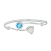 Thumbnail Image 1 of Previously Owned - Blue Topaz with Lab-Created Opal and White Sapphire Frame Bangle in Sterling Silver