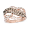 Thumbnail Image 0 of Previously Owned - 1 CT. T.W. Champagne and White Diamond Layered Crossover Ring in 10K Rose Gold