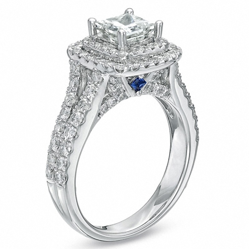 Main Image 3 of Previously Owned - Vera Wang Love Collection 2-1/5 CT. T.W. Princess-Cut Diamond Engagement Ring in 14K White Gold