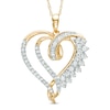 Thumbnail Image 0 of Previously Owned - 1/2 CT. T.W. Baguette and Round Diamond Double Heart Swirl Pendant in 10K Gold