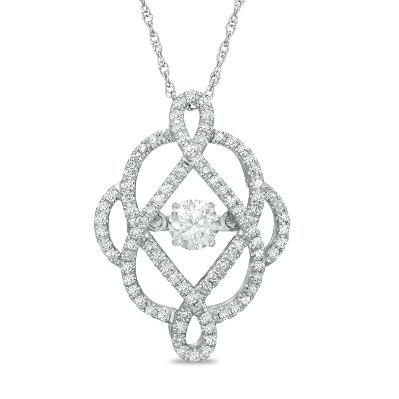 Previously Owned - 1/2 CT. T.W. Diamond Scrollwork Pendant in 10K White Gold