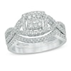 Thumbnail Image 1 of Previously Owned 5/8 CT. T.W. Composite Diamond Frame Twist Shank Soldered Bridal Set in 10K White Gold