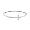 Thumbnail Image 1 of Previously Owned - 1/10 CT. T.W. Diamond Sideways Cross Bangle in Sterling Silver