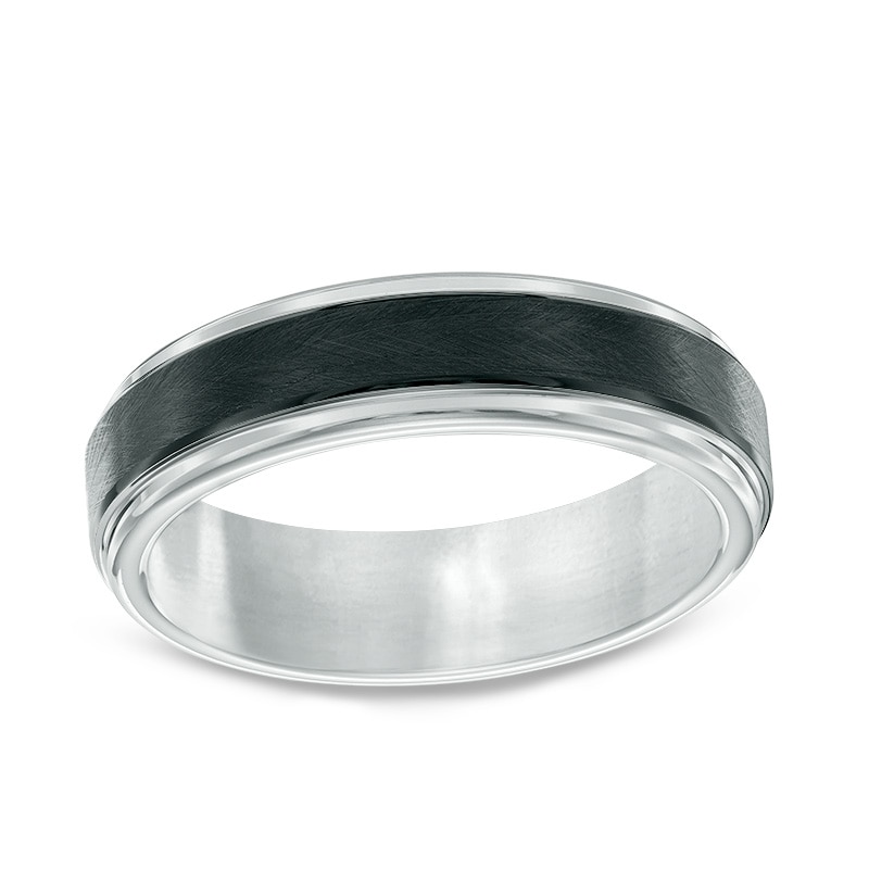 Previously Owned - Men's 6.0mm Black IP and Satin Edge Wedding Band in Tantalum