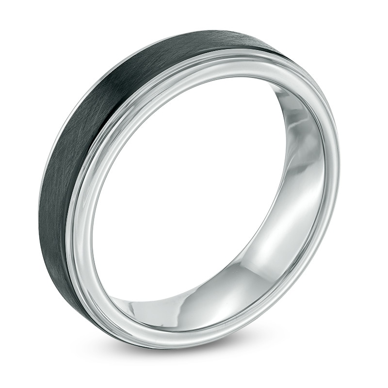 Previously Owned - Men's 6.0mm Black IP and Satin Edge Wedding Band in Tantalum