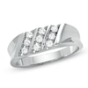 Thumbnail Image 1 of Previously Owned - Men's 3/8 CT. T.W. Diamond Three Row Diagonal Ring in 10K White Gold