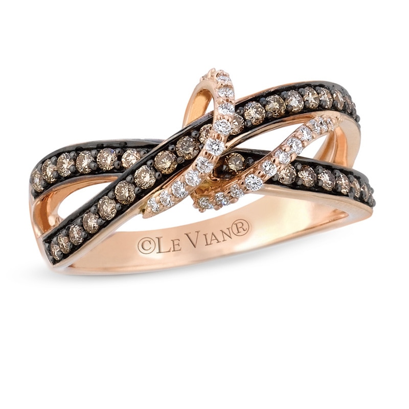 Previously Owned - Le Vian Chocolate Diamonds® 1/2 CT. T.W. Diamond center Loop Orbit Ring in 14K Strawberry Gold®