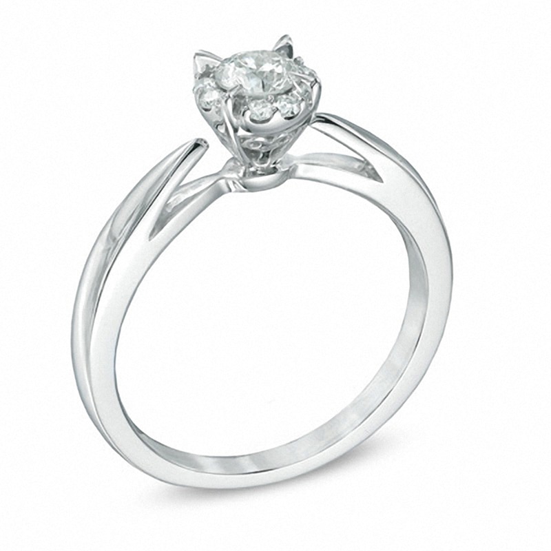 Main Image 2 of Previously Owned - 3/8 CT. T.W. Diamond Frame Engagement Ring in 14K White Gold