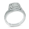 Thumbnail Image 1 of Previously Owned - 1/2 CT. T.W. Diamond Square Composite Frame Bridal Set in 10K White Gold