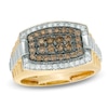 Thumbnail Image 0 of Previously Owned - Men's 1 CT. T.W. Champagne and White Diamond Tonneau-Shaped Ring in 10K Gold