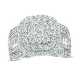 Previously Owned - 2 CT. T.W. Diamond Double Cushion Frame Engagement Ring in 14K White Gold