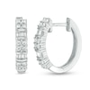 Thumbnail Image 1 of Previously Owned - 1/2 CT. T.W. Baguette and Round Quad Diamond Alternating Hoop Earrings in 10K White Gold