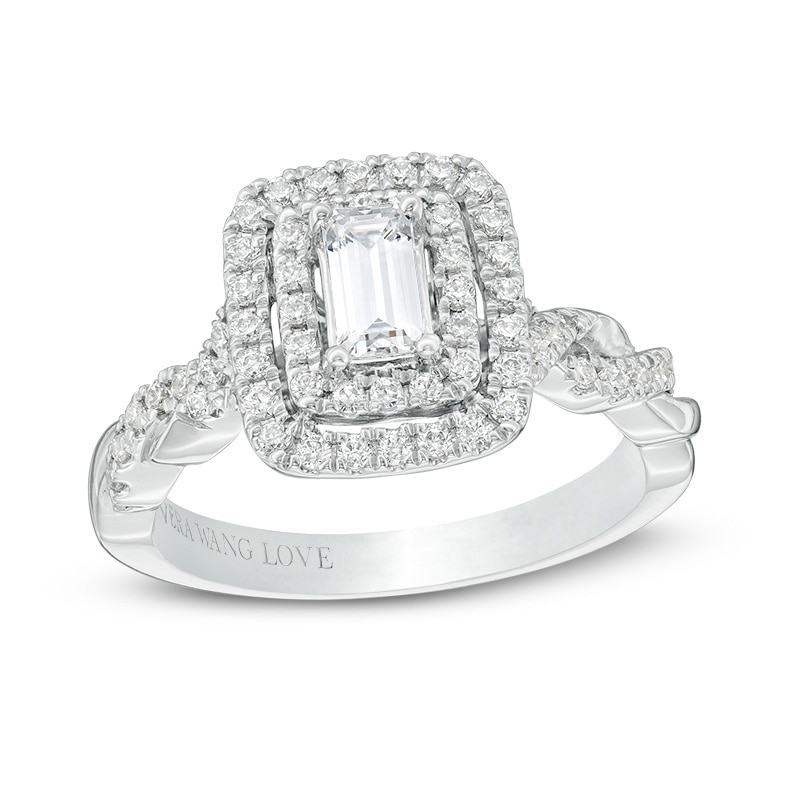 Previously Owned - Vera Wang Love Collection 1 CT. T.W. Diamond Double Frame Engagement Ring in 14K White Gold