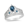 Thumbnail Image 0 of Previously Owned - Enchanted Disney Cinderella Blue Topaz and 1/10 CT. T.W. Diamond Carriage Ring in Sterling Silver