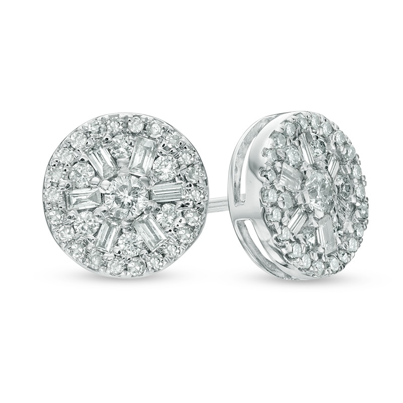 Previously Owned - 1/2 CT. T.W. Multi-Diamond Stud Earrings in 10K White Gold