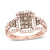 Thumbnail Image 0 of Previously Owned - 1 CT. T.W. Champagne and White Diamond Frame Tri-Sides Ring in 10K Rose Gold