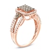 Thumbnail Image 1 of Previously Owned - 1 CT. T.W. Champagne and White Diamond Frame Tri-Sides Ring in 10K Rose Gold