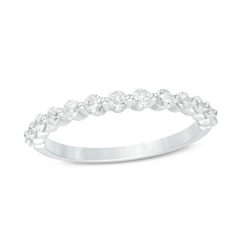 Main Image 1 of Previously Owned - 1/2 CT. T.W. Diamond Scallop Edge Band in 14K White Gold