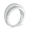 Thumbnail Image 1 of Previously Owned - 1-1/5 CT. T.W. Baguette and Round Diamond Layered Crossover Band in 14K White Gold
