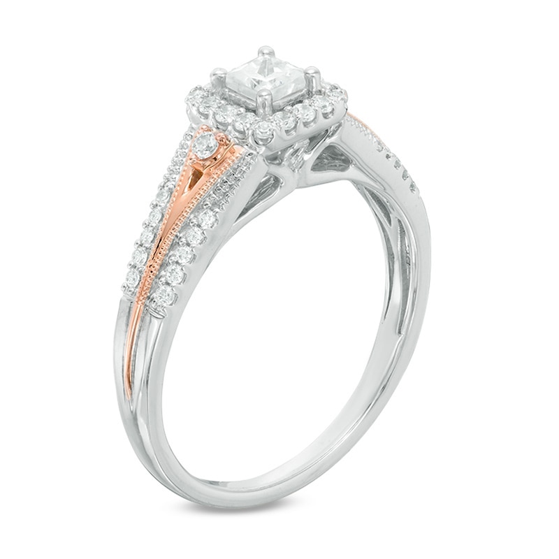 Previously Owned - 3/8 CT. T.W. Princess-Cut Diamond Frame Engagement ...