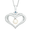 Thumbnail Image 1 of Previously Owned-The Kindred Heart from Vera Wang Love Collection Freshwater Cultured Pearl Pendant in Sterling Silver