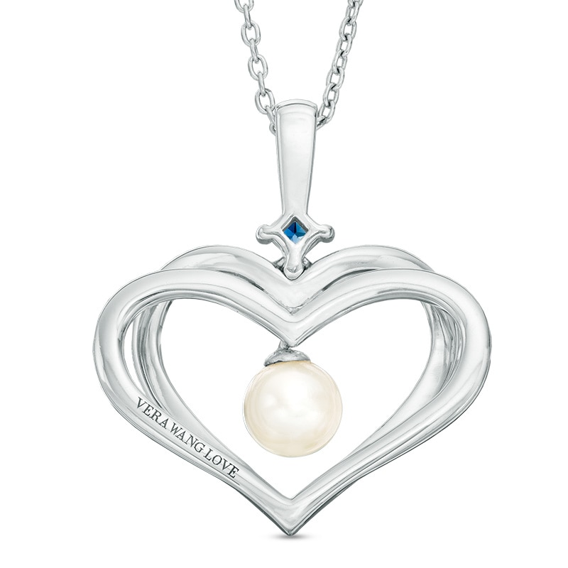 Previously Owned-The Kindred Heart from Vera Wang Love Collection Freshwater Cultured Pearl Pendant in Sterling Silver