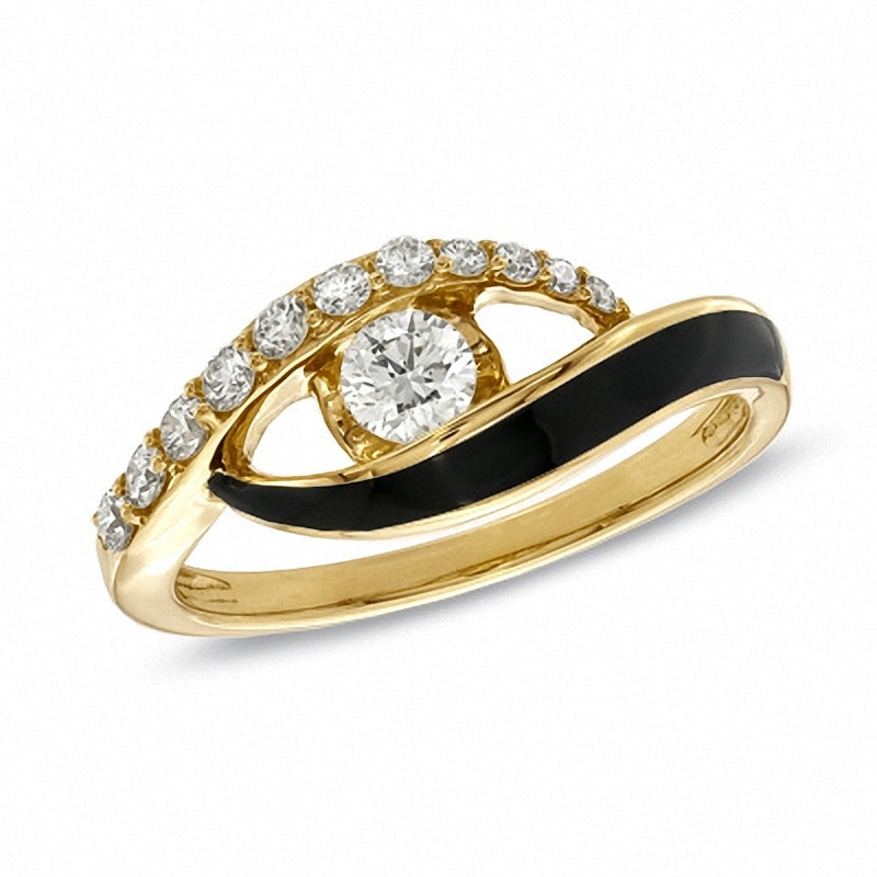 Main Image 1 of Previously Owned - 3/8 CT. T.W. Sirena™ Black E Ring in 10K Gold