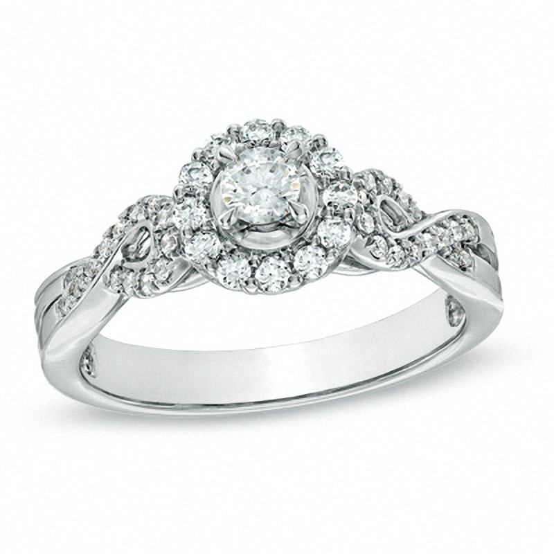 Previously Owned - Celebration Ideal 1/2 CT. T.W. Diamond Engagement Ring in 14K White Gold (I/I1)
