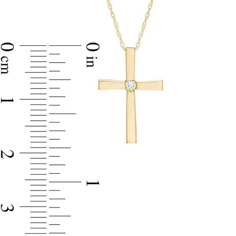 Main Image 2 of Previously Owned - Diamond Accent Solitaire Cross Pendant in 10K Gold