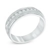 Thumbnail Image 2 of Previously Owned - Men's 1/2 CT. T.W. Diamond Milgrain Anniversary Band in 14K White Gold