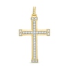 Thumbnail Image 0 of Previously Owned - 1/2 CT. T.W. Diamond Brick Cross Necklace Charm in 10K Gold