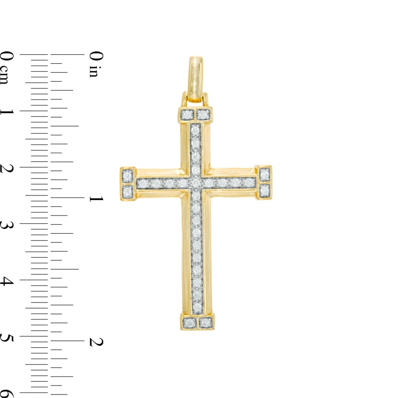 Previously Owned - 1/2 CT. T.W. Diamond Brick Cross Necklace Charm in 10K Gold