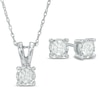 Thumbnail Image 0 of Previously Owned - 1/4 CT. T.W. Diamond Solitaire Pendant and Earrings Set in 10K White Gold