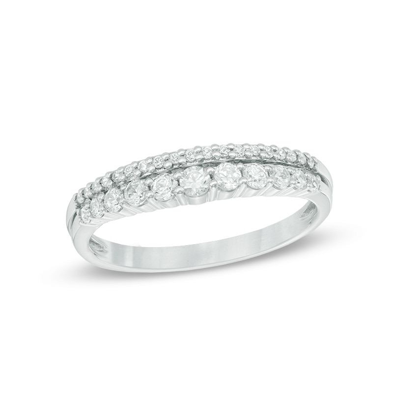 Main Image 1 of Previously Owned - 3/8 CT. T.W. Diamond Two Row Anniversary Band in 14K White Gold