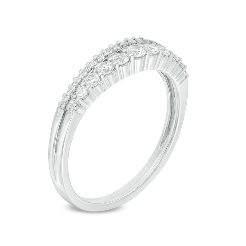 Main Image 2 of Previously Owned - 3/8 CT. T.W. Diamond Two Row Anniversary Band in 14K White Gold