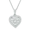 Thumbnail Image 1 of Previously Owned - 1/2 CT. T.W. Diamond Heart Frame Pendant in 10K White Gold