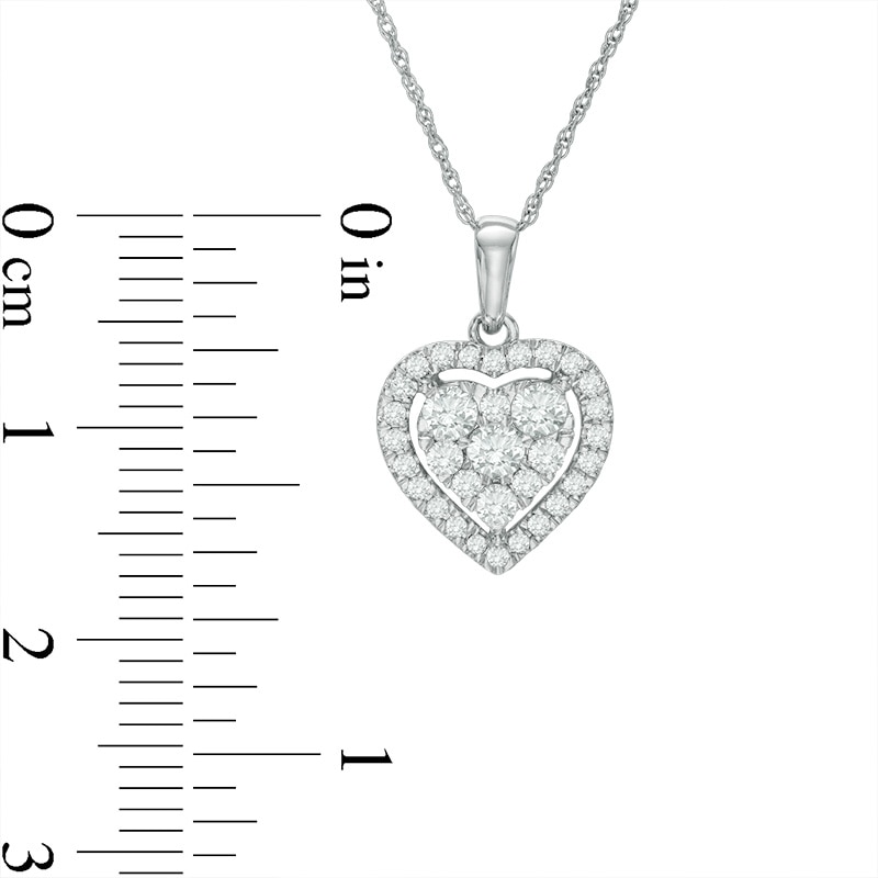 Main Image 2 of Previously Owned - 1/2 CT. T.W. Diamond Heart Frame Pendant in 10K White Gold