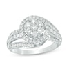 Thumbnail Image 1 of Previously Owned - 1 CT. T.W. Composite Diamond Frame Swirl Bypass Engagement Ring in 10K White Gold