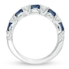 Thumbnail Image 2 of Previously Owned - Vera Wang Love Collection Oval Blue Sapphire and 3/8 CT. T.W. Diamond Band in 14K White Gold