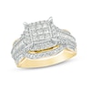 Thumbnail Image 0 of Previously Owned - 1 CT. T.W. Composite Princess-Cut Diamond Frame Multi-Row Engagement Ring in 10K Gold