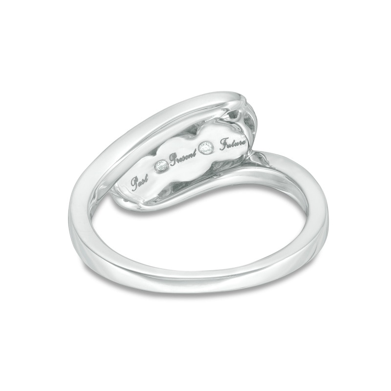Previously Owned - 1/4 CT. T.W. Diamond Past Present Future® Bypass Engagement Ring in 10K White Gold