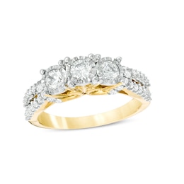 Previously Owned - 1 CT. T.W. Diamond Past Present Future® Engagement Ring in 10K Gold